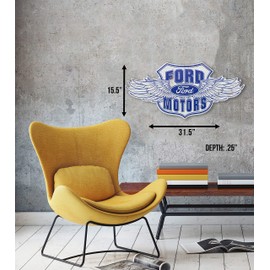 Desperate Enterprises Ford Winged Logo Large Format Premium Aluminum Sign - Nostalgic Vintage Metal Wall Décor - Made in USA