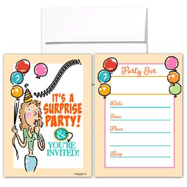 Stonehouse Collection | Surprise Party Invitations -|25 Surprise Birthday Invites with Envelopes | Kids & Adult Surprise Party