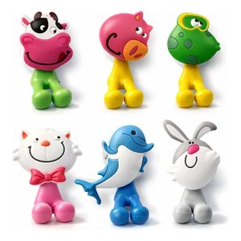 6pcs Soporte De Silicona Para Cepillos De Pared Ganchos De Animales Porta Con Ventosa fuerte Para baño cocina MURAMAUDI                               