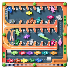 Tmgooyier Magnetic Alphabet Letter Maze, Montessori Toys for 3+ Year Old, Wooden Puzzle Activity Board, Learning Educational Fine Motor Travel Toy for Toddlers Kids Boys Girls