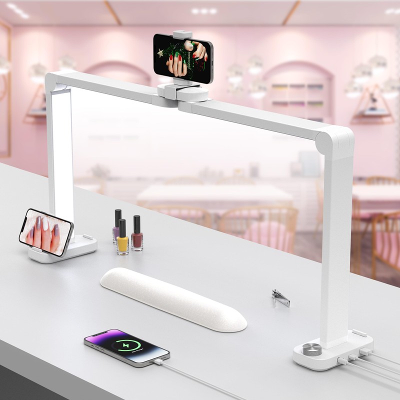 Nail Desk Lamp for Nail Tech, Foldable 34in 48W Half
