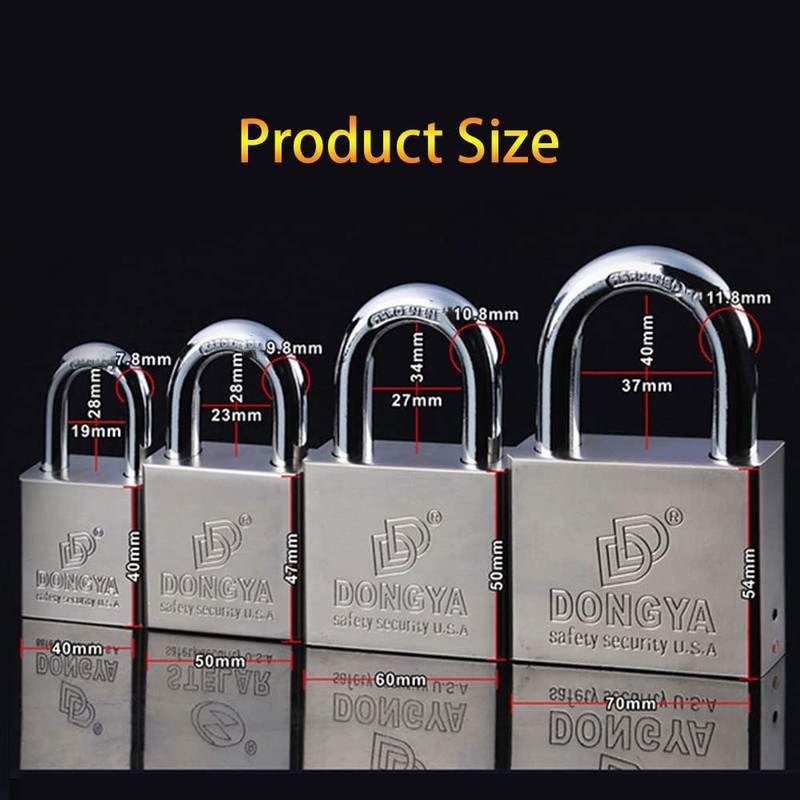 Stainless Steel Keyed Padlock 50mm, Short Shackle Security Locks with