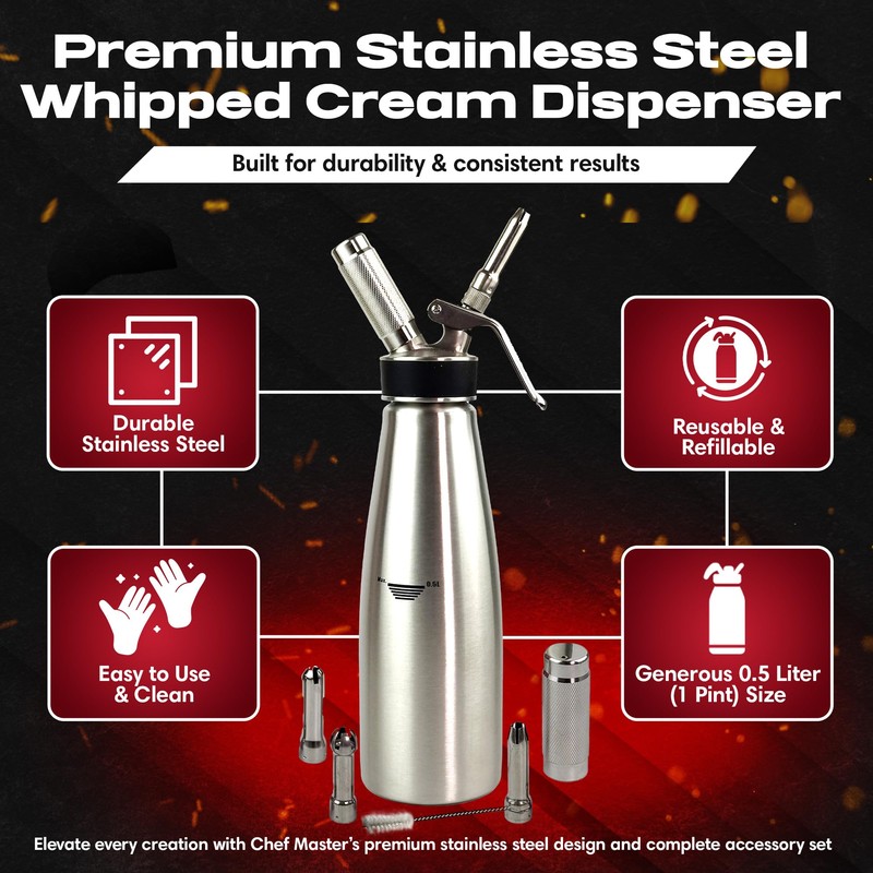 Chef Master (1 Pint / 0.5 Liter) Stainless Steel Whipped