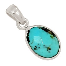 Xtremegems Composite Faceted Mohave Blue Turquoise 925 Silver Pendant Jewelry ALLP-28500