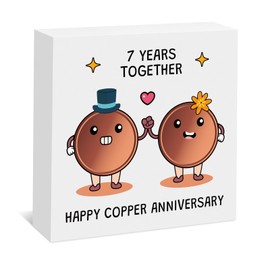 7th Wedding Anniversary Wooden Plaque Gifts for Wife Husband 7 Years Anniversary Box Sign Decor Gift for Men Women Her Him Birthday Valentines Day Gift for Wife Husband Couple Boyfriend Girlfriend