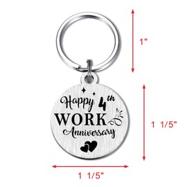 Alotozo 4th Work Anniversary Keychain Gifts - Happy 4 Year Work Anniversary Key Chain - 4 Years Work Appreciation Decorations
