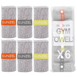 Eunzel 6 Pack Microfiber Gym Towel,Quick Dry Sweat Towel Silver Ion Absorbent Towels for Workout, Sports, Camping, Travel, Exercise& Fitness 31.5"x15.7", Grey