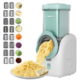 Upgraded 8-in-1 Electric Cheese Grater & Electric Cheese Shredder with 8 Interchangeable Blades for Cheese, Vegetables, Fruits and Nuts