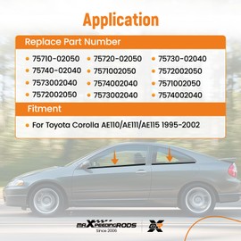 maXpeedingrods 4Pcs Weatherstrip Window Molding Trim Seal Belt for Toyota Corolla 1995-2002 Replace 7571002050,7572002050