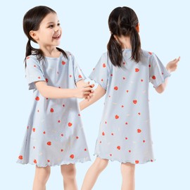 BANGSAUR Girls' Dress, Toddler Cotton Soft Sleepshirts,3-10 Years Bunny 7-8Y