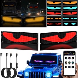 YOUBISON 2PCS 3.6"x14.7" Colorful Eye Lamp Soft Screen for Car Windows, Programmable Ultra Thin Flexible LED Screen, DIY Car Dynamic LED Smart Colorful Eye Lamp Soft Screen With App Control