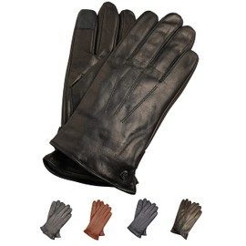 AKAROA ESTD 2019 Men's MAX Leather Gloves, Touchscreen Function, Italian Leather, Recycled Knitted Lining Made of 50% Cashmere and 50% Wool, 5 Sizes S - XXL, Max Black