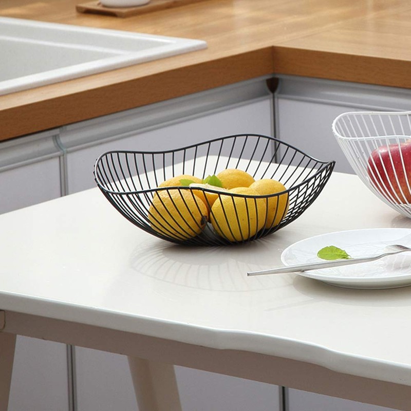 LdawyDE Black Metal Fruit Bowl - Modern Storage Basket, Anti-Rust