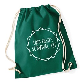 Hippowarehouse University Survival Kit Drawstring Cotton School Gym Bag 37cm x 46cm, 12 litres