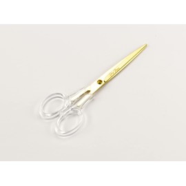 Dany Marcus Scissors Small Acrylic Transparent with Gold - 17 cm Office Scissors - Stainless Steel Blade Sharp & Precise - for Paper, Crafts & Household