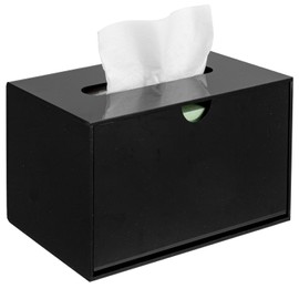 MyGift Modern Premium Black Acrylic Rectangular Tissue Box Cover with Easy Slide Out Holder, Bathroom Vanity Countertop Refillable Facial Napkin Dispenser