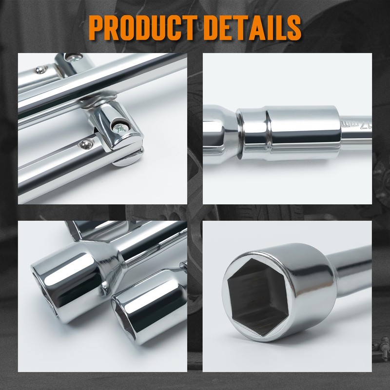 TONDA 4 Way Lug Wrench, Foldable Cross Tire Iron Lug