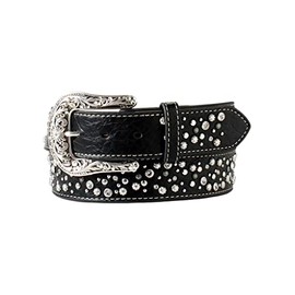 ARIAT Western Belt Womens Rhinestones Nailheads Wide L Black A1570201