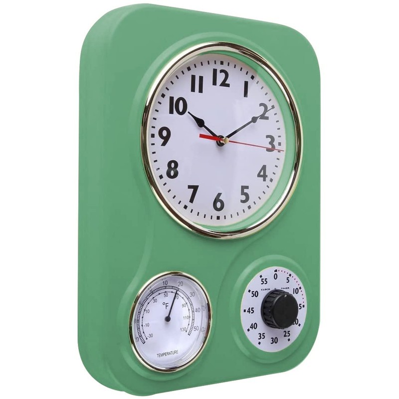 Lily's Home Retro Kitchen Clock with Temperature and Timer (Retro
