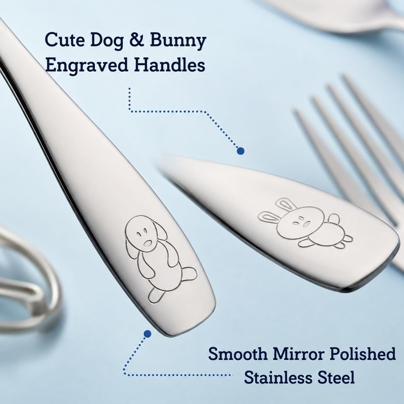EXZACT 12-Piece Children's Stainless Steel Cutlery Set - 6 Forks,