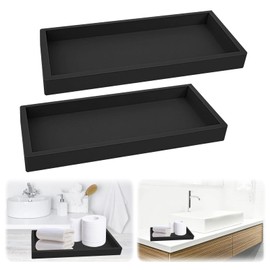 Bathroom Tray, Bathroom Tray, Trays for Bathroom, Dressing Table Tray Organiser for Worktop, Washbasin, Kitchen Sink and Toilet Bowl (Black)