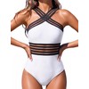 Hilor Women's One Piece Swimwear Front Crossover Swimsuits Hollow Bathing
