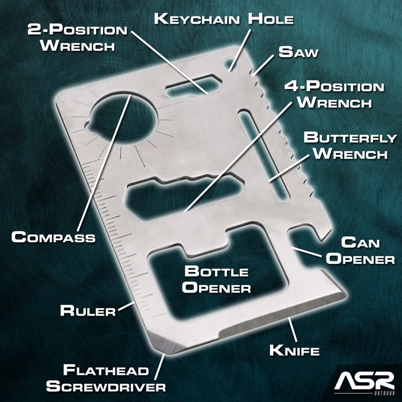 ASR Outdoor 11 in 1 Multi-Function Credit Card Sized Tool