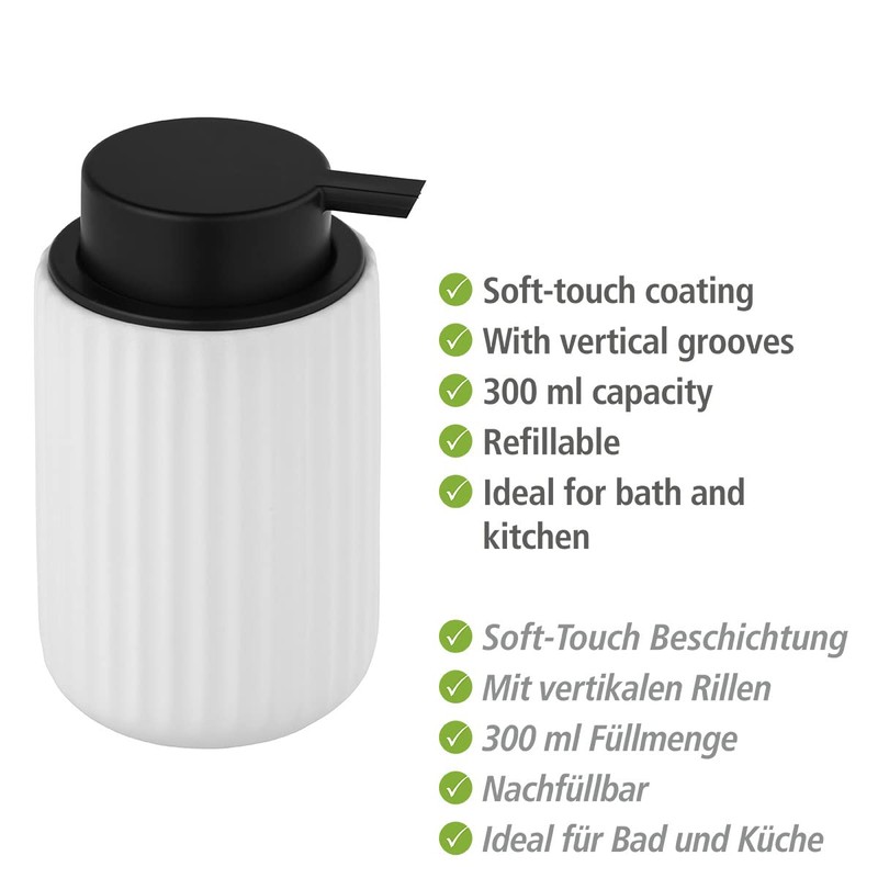 WENKO Belluno Liquid Soap Dispenser, Refillable Ceramic Soap Dispenser with