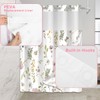 Mightree No Hook Shower Curtain Set with Snap in Fabric