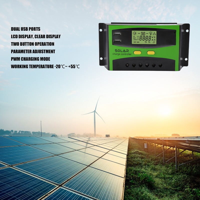 12V/24V PWM Solar Controller Dual USB Double Button Operation Solar