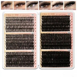708 Pieces Cluster Lashes Kit, 30-40-50-60-80-100D Fluffy Russian Lashes Extensions, DIY Eyelash Clusters Lash Clusters, Curly Durable Individual Eyelashes for Girls and Women (8-16mm Mix)