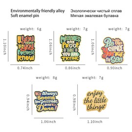 Quotes Brooch Set Positive Letter Enamel Pins Inspirational Saying Brooch Pins Motivational Phrase Enamel Lapel Pins Positive Saying Enamel Pin Set for Backpacks Clothing Hats Decor, Metal