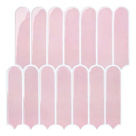 Commomy Thicker Pink Peel and Stick Backsplash - 10 pcs of 12" x 12" - 3D Adhesive Peel and Stick Tiles Backsplash for Kitchen, Bathroom, Removable, Waterproof, Vinyl Wall Tile