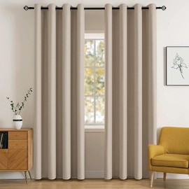 MIULEE Room Darkening Curtains Thermal Insulated Drapes Solid Window Treatment Set Grommet Top Light Blocking Blackout Curtain for Living Room/Bedroom 2 Panels 52 x 84 inch Length Taupe