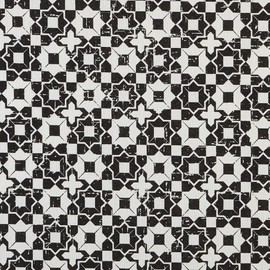 Kt KILOtela - Printed Linen Fabric Decoration Tapestry Cushion Curtains Bedspreads Bags Tablecloths 100cm Length x 280cm Width Mosaic Berlin Black - 1 Metre