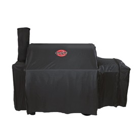 Char-Griller® Grand Champ™ Grill Cover, Shields and Protects from Moisture, Wind, Sand, Birds and Dirt, PVC and Polyester Blend, Black, Designed to Fit Model # 8250.