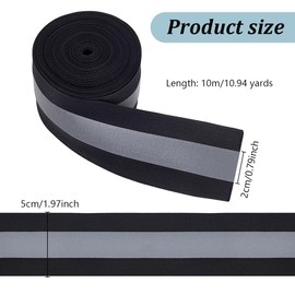WEBEEDY 10 m Sew on Silver Reflective Tape 5 cm Wide Fabric Reflective Safety Tape for Clothing, Silver Reflective Tape Warning Safety Tape for Belt Shoes Pet Wear