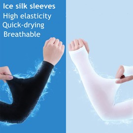 JUSDIQIR UV Sun Protection Cooling Arm Sleeves Compression,Outdoor Sports Compression Arm Sleeve for Men Women Teenager (Black 1 Pair)