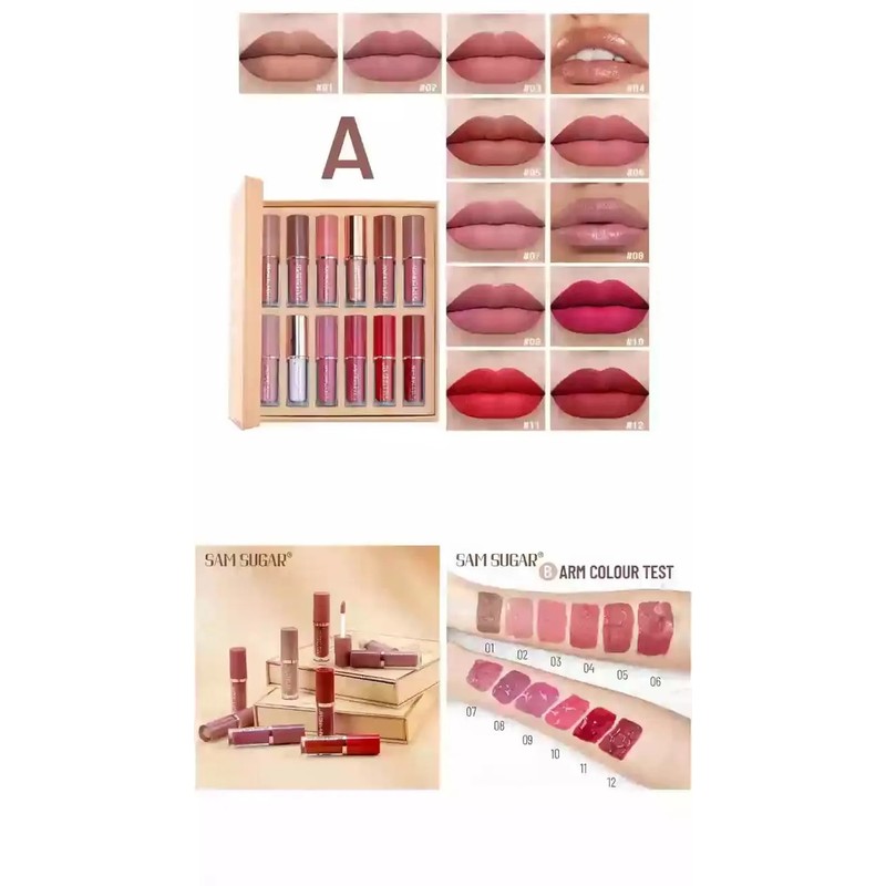 Set De 12 Labiales Mate De Larga Duración Pintalabio Regalo