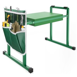 [outdoorfun] 10.2" Wider Garden Kneeler and Seat, Heavy Duty Thick Gardening Bench for Kneeling and Workingseats - Garden Tools with Bags for Women, Grandparents, Gardeners, Mom & Dad outdoorfun:_Green-With Base Legs to Anti-Tipping
