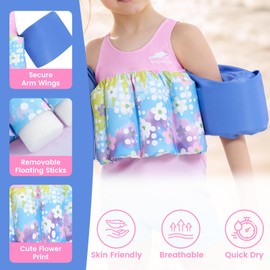 Gogokids Toddler Floaties, One Piece Swimsuit with Bulit-in Floatation and Arm Wings for Boys and Girls 20-50 lbs, Kids Swim Vest