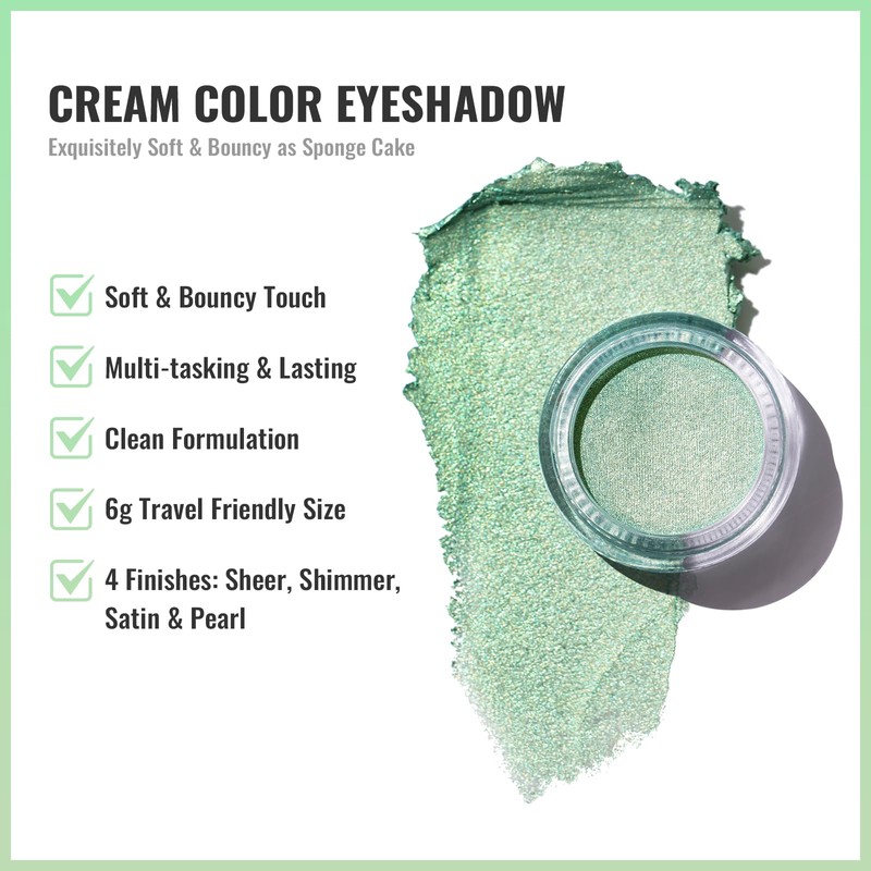 Oulac Green Cream Eyeshadow-Eyeshadow Prime| as Highlighter Large Capacity Highly