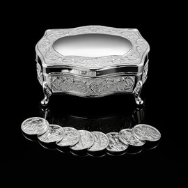 JOICE GIFT Silver Footed Wedding Arras Box Set with Coins