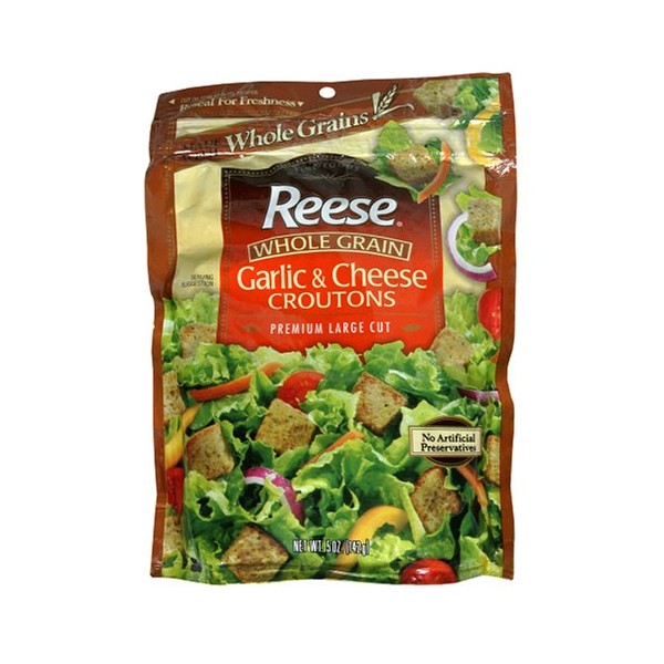 Reese Whole Grain Croutons, Cheese Garlic, 5-Ounce Packages (Pack of 12)