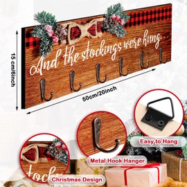 Christmas Stocking Holder with 6 Hangers The Stockings were Hung Wooden Sign Xmas Wall Hanging Sign Wall Mount Hook Holder Decorative Mantel Sign Wood Stocking Hanger for Mantle (Snowflake Style)