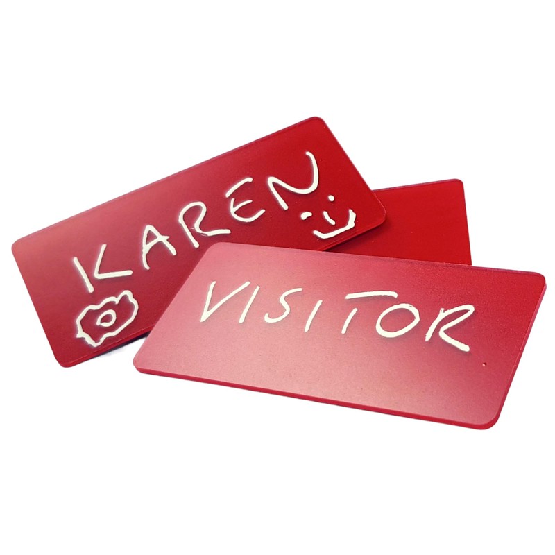 Customcard Ltd Chalkboard Write on Reusable Name Badges RED (Pack