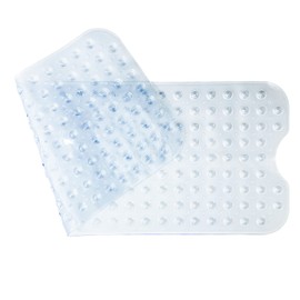 Non Slip PVC Natural Rubber Bath Mat with Suction Cup Extra Long Washable Bathroom Antibacterial Mould Resistant 100x40cm (Clear)