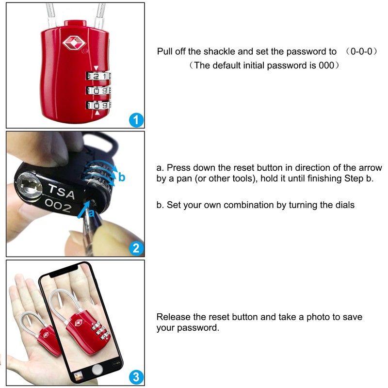 Diyife TSA Luggage Locks, [Newest Version][2 Packs] 3-Digit Security Padlock,