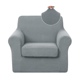 U-NICE HOME 2 Pieces Chair Covers Stretch Couch Cover Sofa Cover Washable Chair Slipcover with Individual Seat Cushion for Pet Friendly(Chair, Grey)
