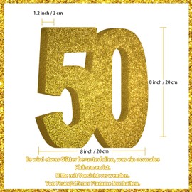 Decoration 50th Birthday Men and Women, Golden Glitter 50th Birthday Centrepiece Table Decoration Birthday, 50th Birthday Party Decoration Supplies, Gifts for Men Women Birthday